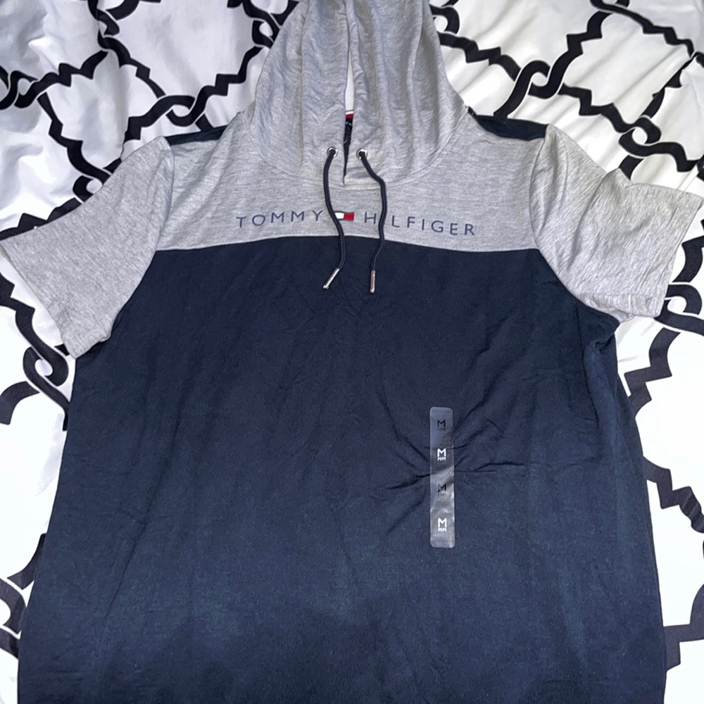 Tommy Hilfiger Navy Short Sleeve T-Shirt Dress W/ Hood